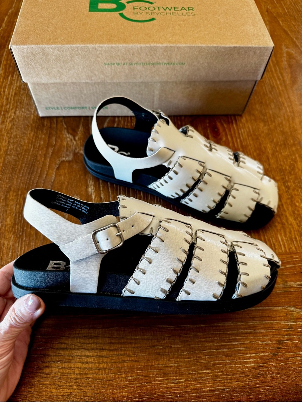 NIB off white whip stitched BC Footwear Jasmina sandal 7 - Picture 5 of 11